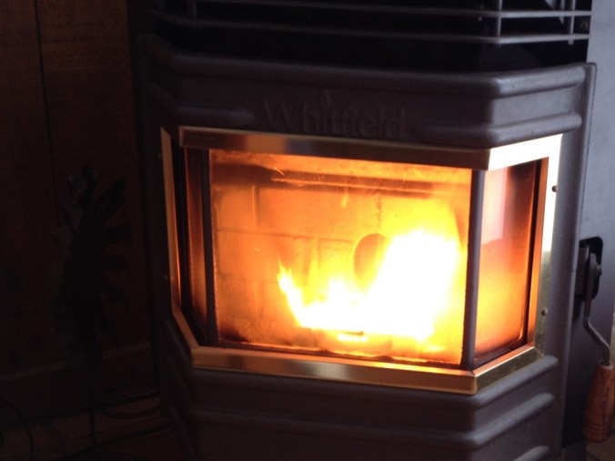 fire in pellet stove